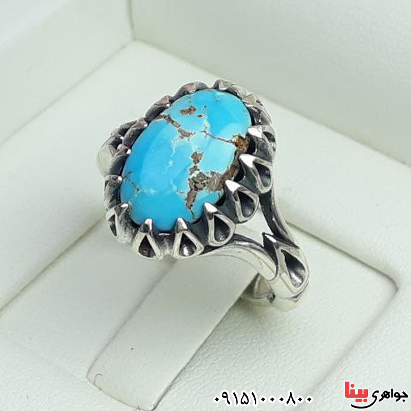 انگشتر فیروزه نیشابوری مردانه خاص و زیبا _کد:30165