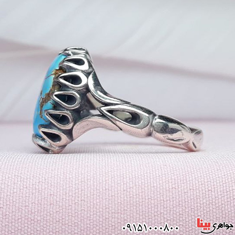انگشتر فیروزه نیشابوری مردانه خاص و زیبا _کد:30165