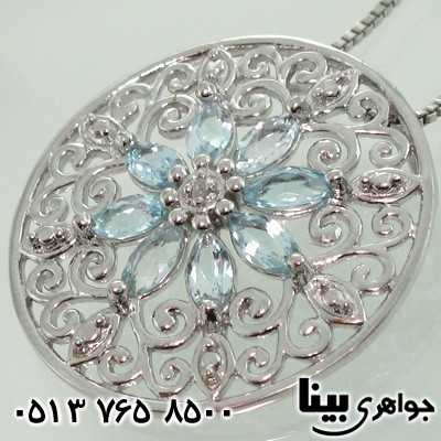گردنبند آکوآمارین نقش دار
