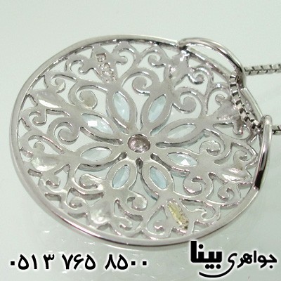 گردنبند آکوآمارین نقش دار