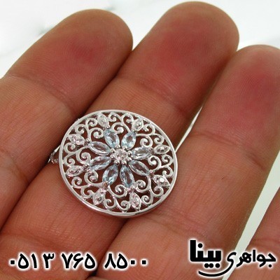 گردنبند آکوآمارین نقش دار