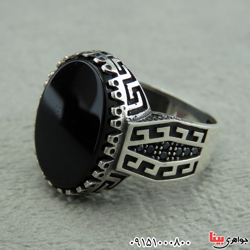 انگشتر عقیق سیاه (اونیکس) مردانه میکروستینگ خاص _کد:30209