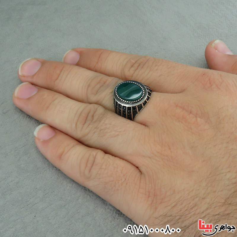 انگشتر عقیق سبز شیک و خاص زیبا مردانه میکروستینگ _کد:30224