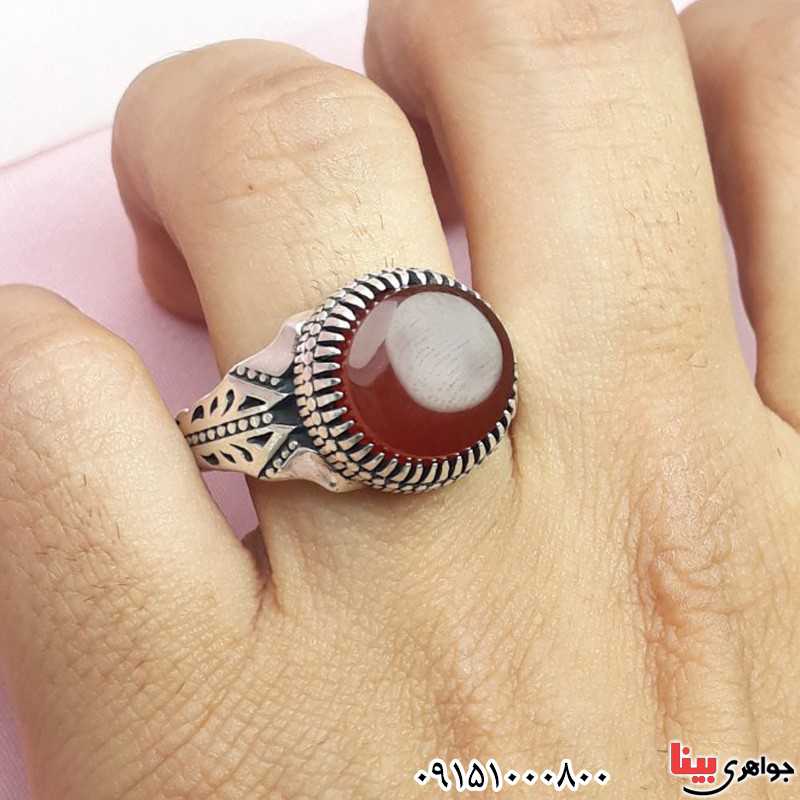 انگشتر عقیق یمنی سرخ مردانه عالی خوشرنگ _کد:30238