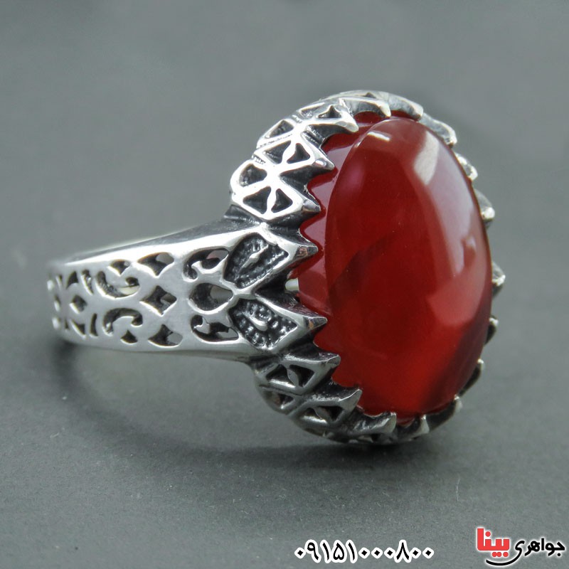 انگشتر عقیق یمنی مردانه خوشرنگ و عالی _کد:30334