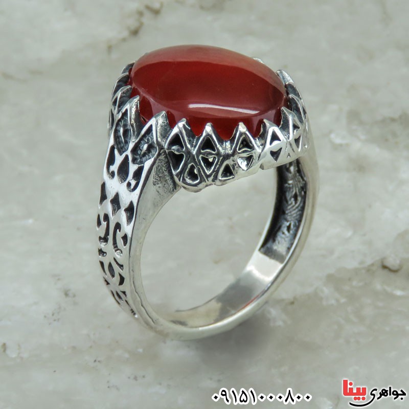 انگشتر عقیق یمنی مردانه خوشرنگ و عالی _کد:30334