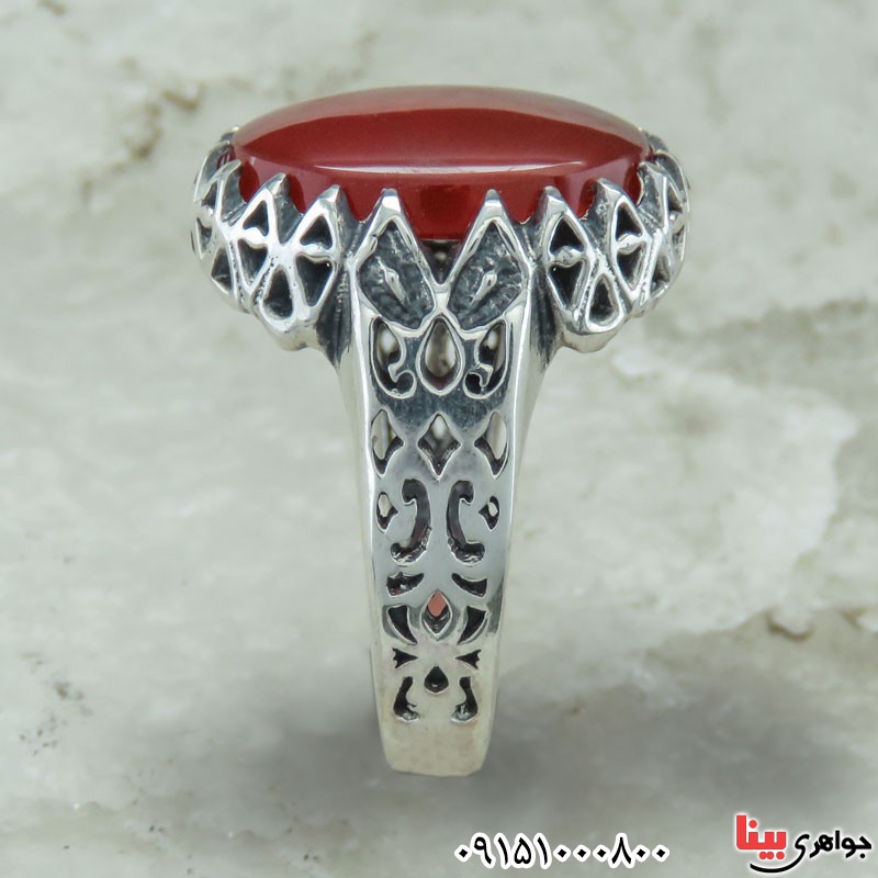 انگشتر عقیق یمنی مردانه خوشرنگ و عالی _کد:30334