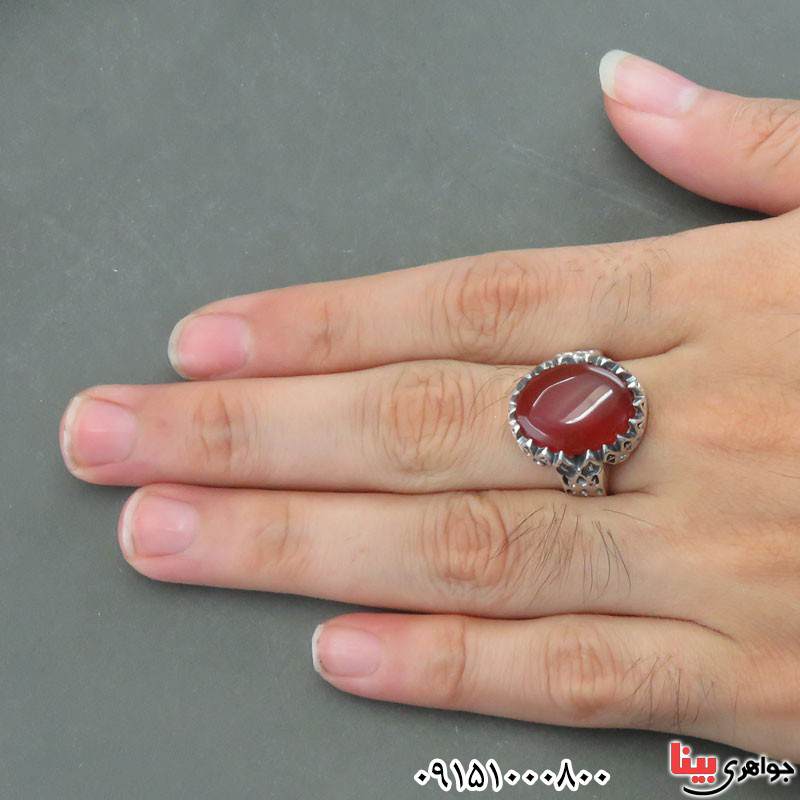 انگشتر عقیق یمنی مردانه خوشرنگ و عالی _کد:30334