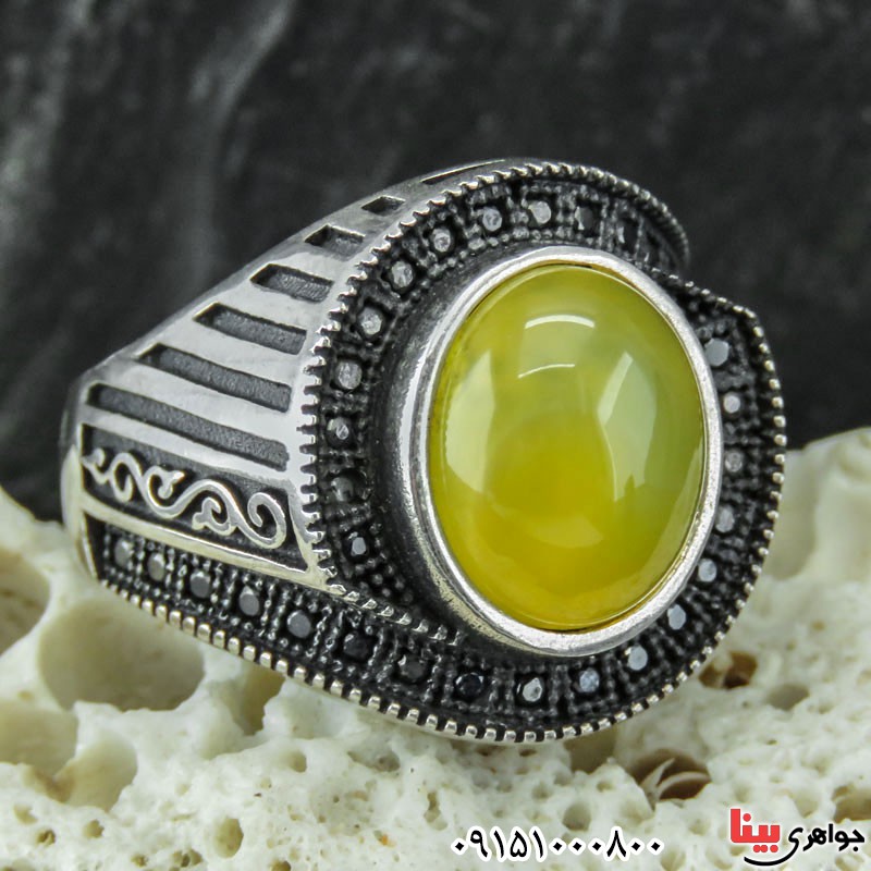 انگشتر عقیق زرد مردانه میکروستینگ خاص و عالی _کد:30359