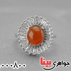 انگشتر عقیق یمنی رودیوم خاص زنانه _کد:30365