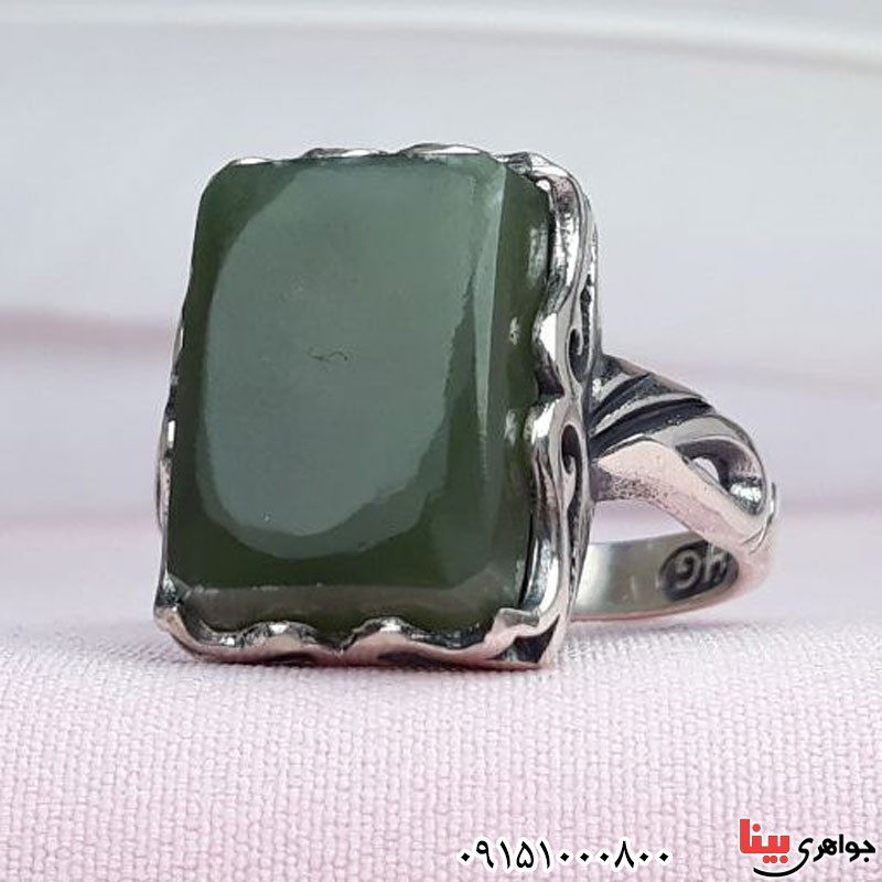 انگشتر یشم یمنی مردانه زیبای خاص _کد:30425