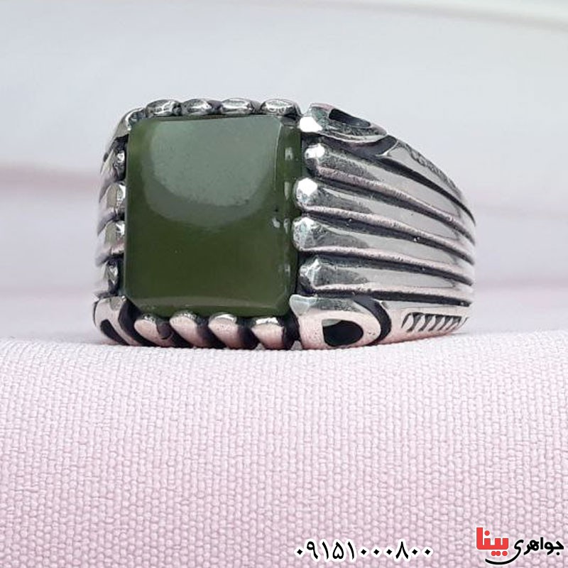 انگشتر یشم یمنی زیبای عالی مردانه _کد:30426