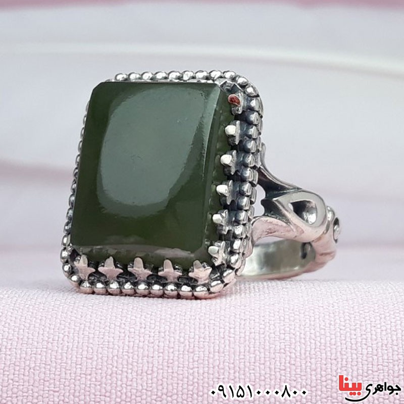 انگشتر یشم یمنی مردانه خاص و زیبا عالی _کد:30427