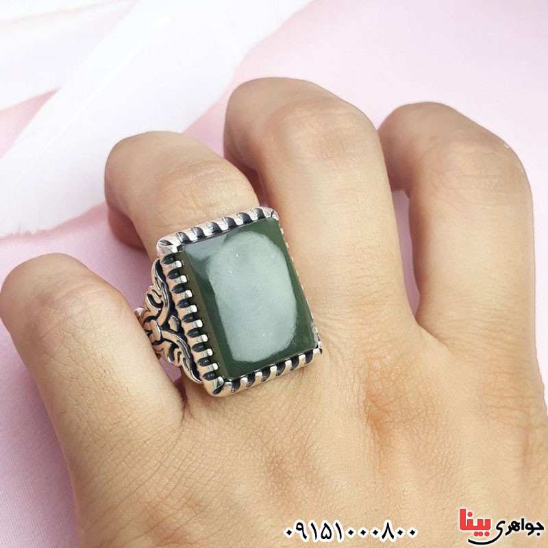 انگشتر یشم یمنی درشت و خاص مردانه عالی _کد:30428