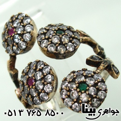 انگشتر جید زنانه چهار گل
