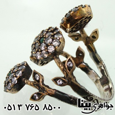 انگشتر جید زنانه چهار گل