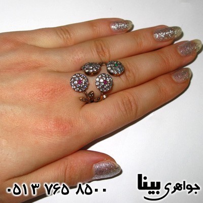 انگشتر جید زنانه چهار گل