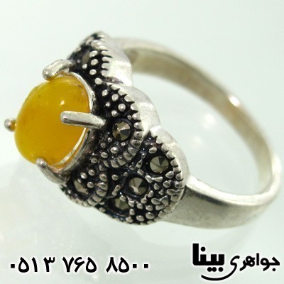 انگشتر عقیق شرف الشمس زنانه حدیدکاری شده