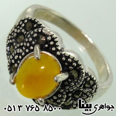 انگشتر عقیق شرف الشمس زنانه حدیدکاری شده