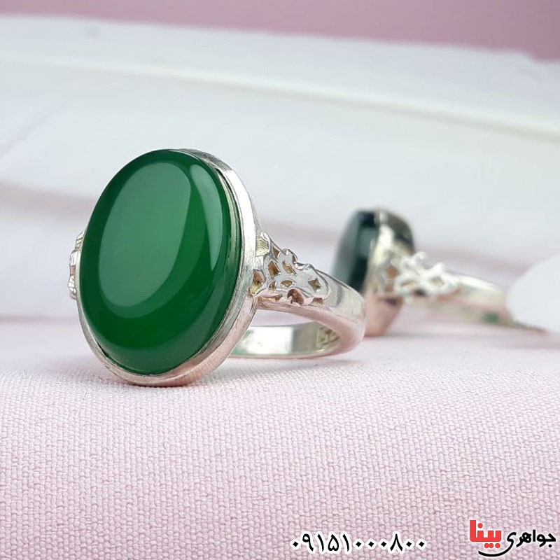 انگشتر عقیق سبز خوشرنگ زیبا و شیک 