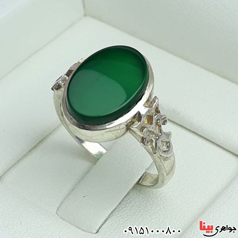 انگشتر عقیق سبز خوشرنگ زیبا و شیک _کد:30577