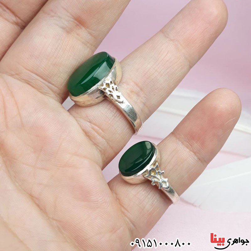 انگشتر عقیق سبز خوشرنگ زیبا و شیک _کد:30577