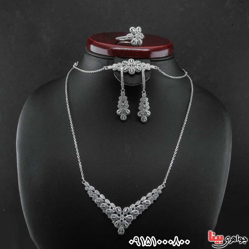 سرویس نقره رودیوم زنانه درشت و فاخر _کد:30590