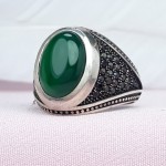 انگشتر عقیق سبز مردانه خوشرنگ و زیبا میکروستینگ _کد:۳۰۶۵۹