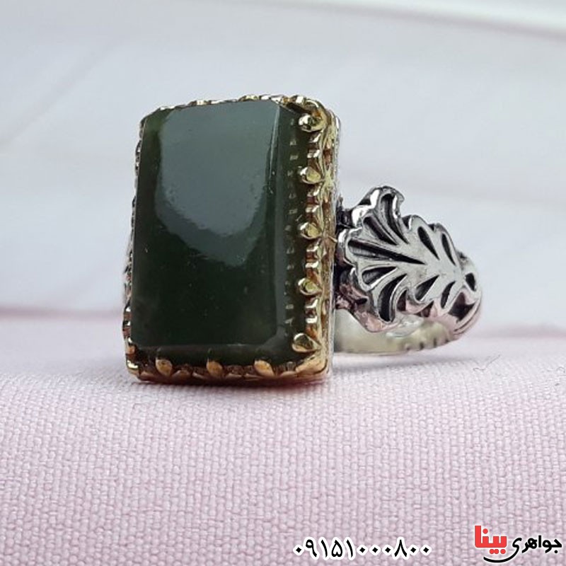 انگشتر یشم یمنی خاص و زیبا مردانه _کد:30672