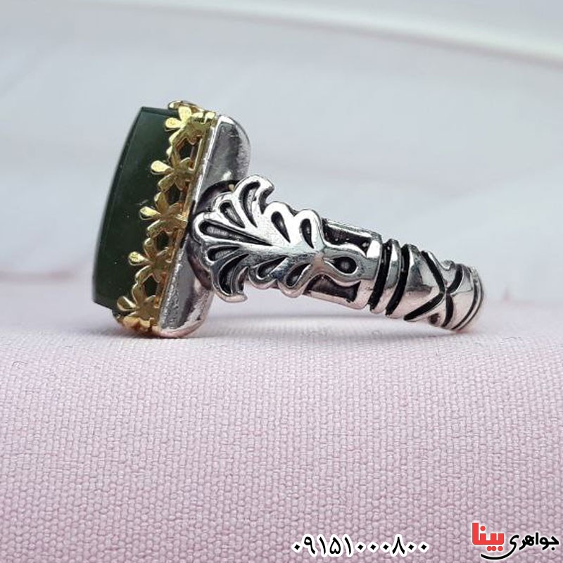 انگشتر یشم یمنی خاص و زیبا مردانه _کد:30672