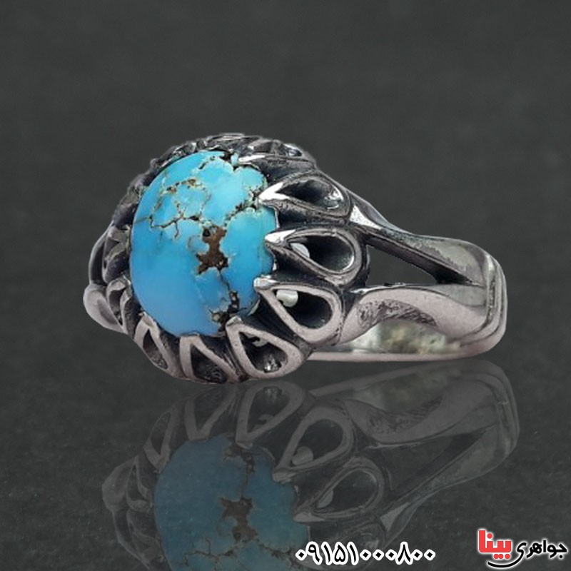 انگشتر فیروزه نیشابوری مردانه خوشرنگ و زیبا _کد:30782