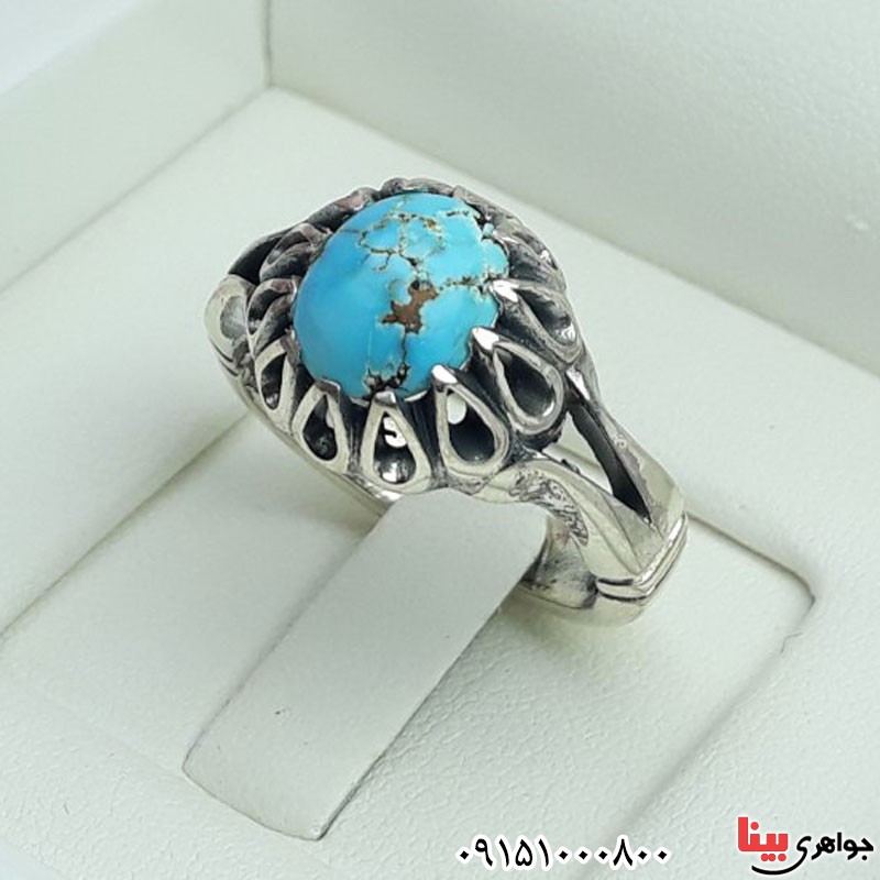 انگشتر فیروزه نیشابوری مردانه خوشرنگ و زیبا _کد:30782