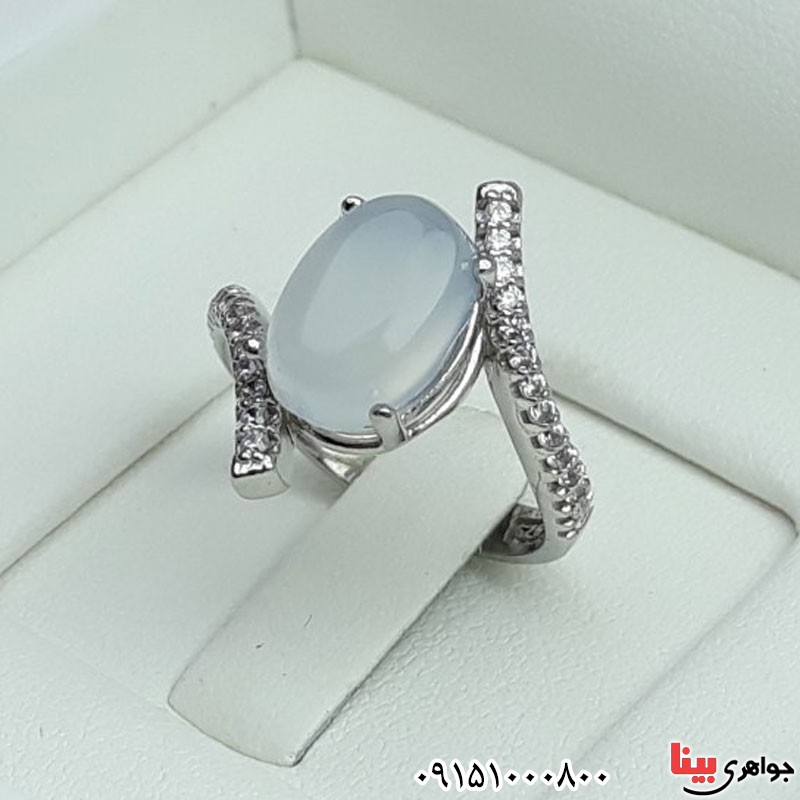 انگشتر عقیق یمنی کبود زنانه رودیوم خاص و شیک _کد:30846