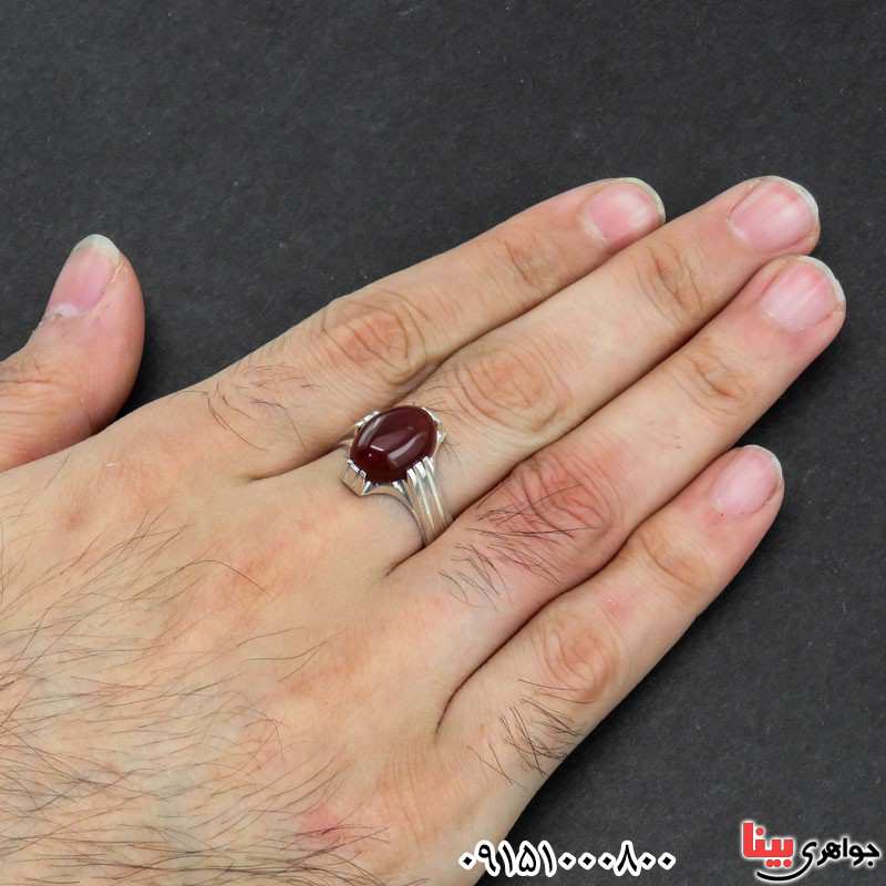 انگشتر عقیق قرمز مردانه زیبا و شیک خوشرنگ _کد:30854