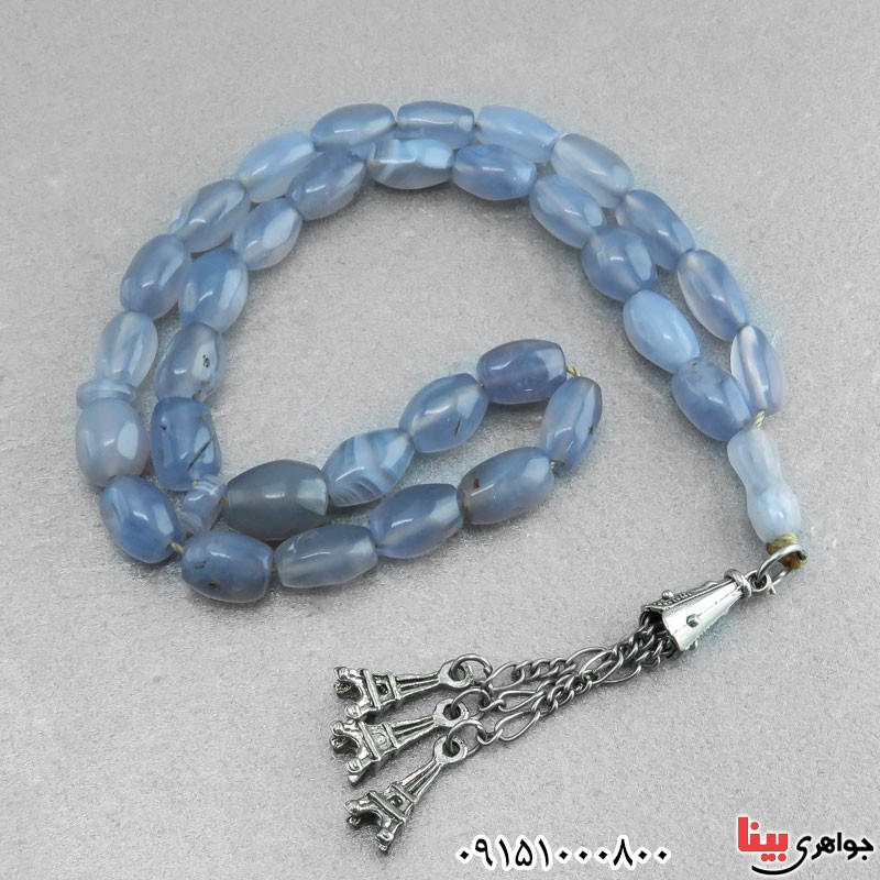 تسبیح عقیق یمنی کبود 33 دانه ای فاخر و زیبا _کد:30862