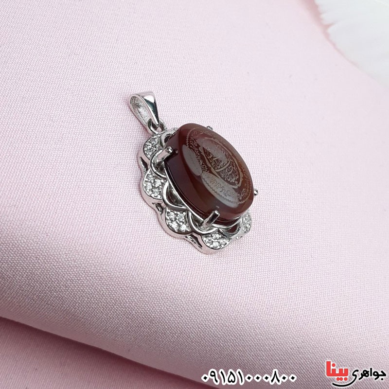 گردنبند عقیق یمنی خطی با حکاکی وان یکاد و آیت الکرسی _کد:30870