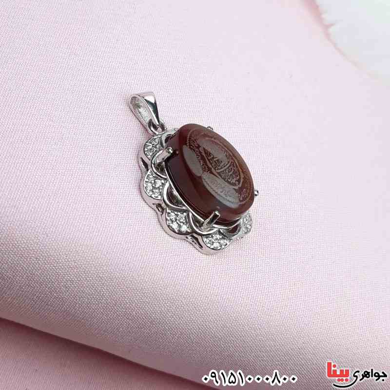 گردنبند عقیق یمنی خطی با حکاکی وان یکاد و آیت الکرسی _کد:30870