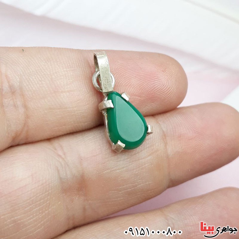 گردنبند عقیق سبز خوشرنگ مدل اشکی _کد:30879