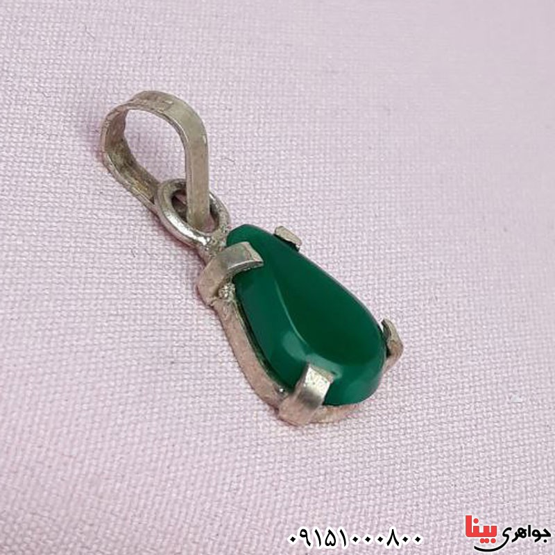 گردنبند عقیق سبز خوشرنگ مدل اشکی _کد:30879