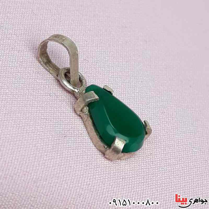 گردنبند عقیق سبز خوشرنگ مدل اشکی _کد:30879