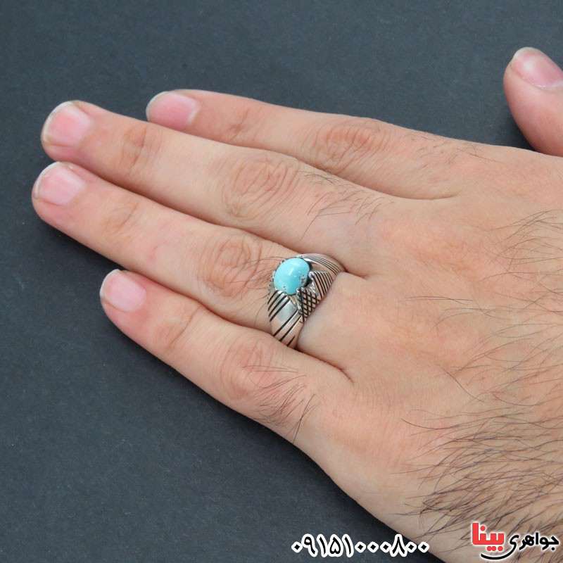 انگشتر فیروزه خوشرنگ بسیار زیبا و دست ساز _کد:30904