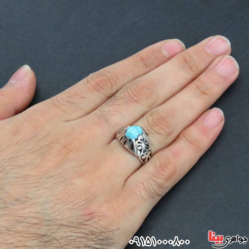 انگشتر فیروزه نیشابوری دست ساز مردانه _کد:30908