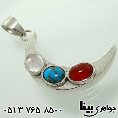 گردنبند چند جواهر عقیق و فیروزه ماه نشان