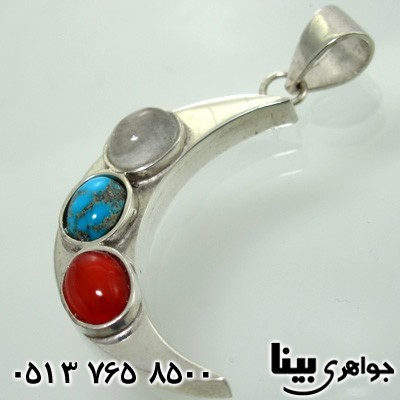 گردنبند چند جواهر عقیق و فیروزه ماه نشان