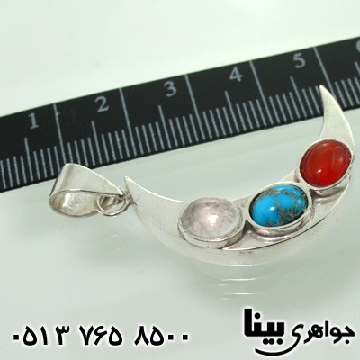 گردنبند چند جواهر عقیق و فیروزه ماه نشان