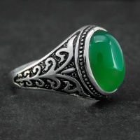 انگشتر عقیق سبز خوشرنگ مردانه زیبا 