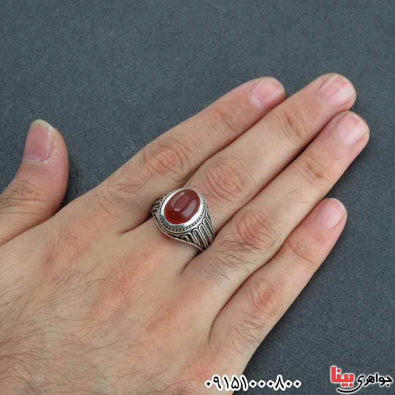 انگشتر عقیق قرمز مردانه شیک و زیبای خوشرنگ _کد:30992