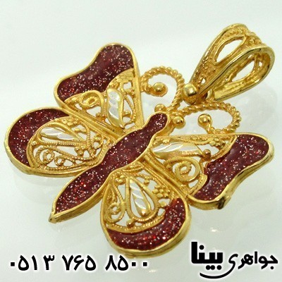 گردنبند نقره زنانه شاپرک ملیه کاری