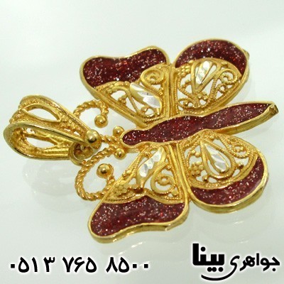 گردنبند نقره زنانه شاپرک ملیه کاری