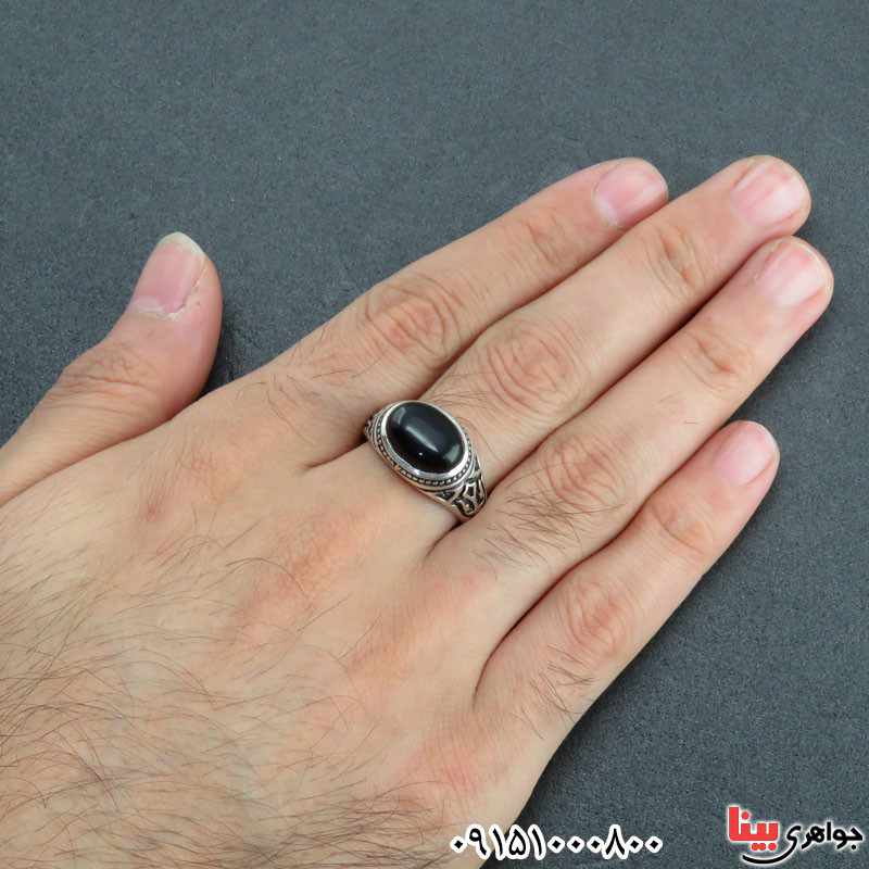 انگشتر عقیق سیاه (اونیکس) مردانه زیبا و شیک _کد:30999